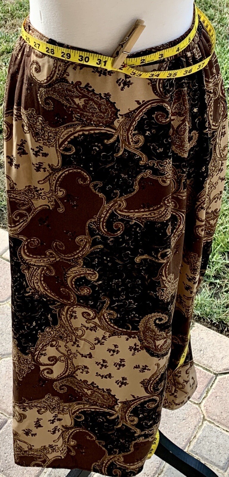 Skirt Brown Vintage Laura Scott Plus Size:16W Brown w/Black Swirl Multi-Print