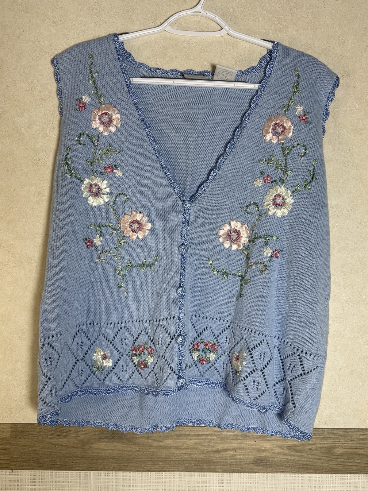 Cottage Core Vintage Blair Sweater Vest Embroidery Floral