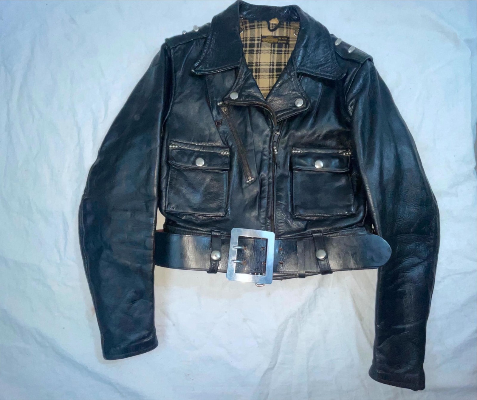 VTG 40s WOMENS S HARLEY DAVIDSON LEATHER CYCLE QUEEN MOTORCYCLE BIKER JACKET