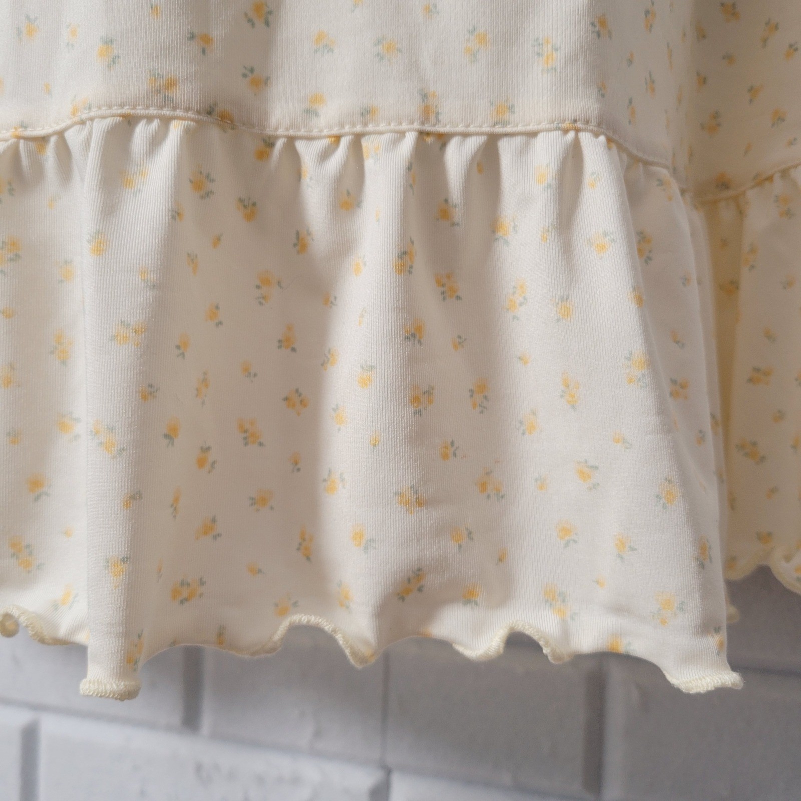 Laura Ashley Nightgown L Yellow Rosebud Floral Lace Cottagecore Chemise