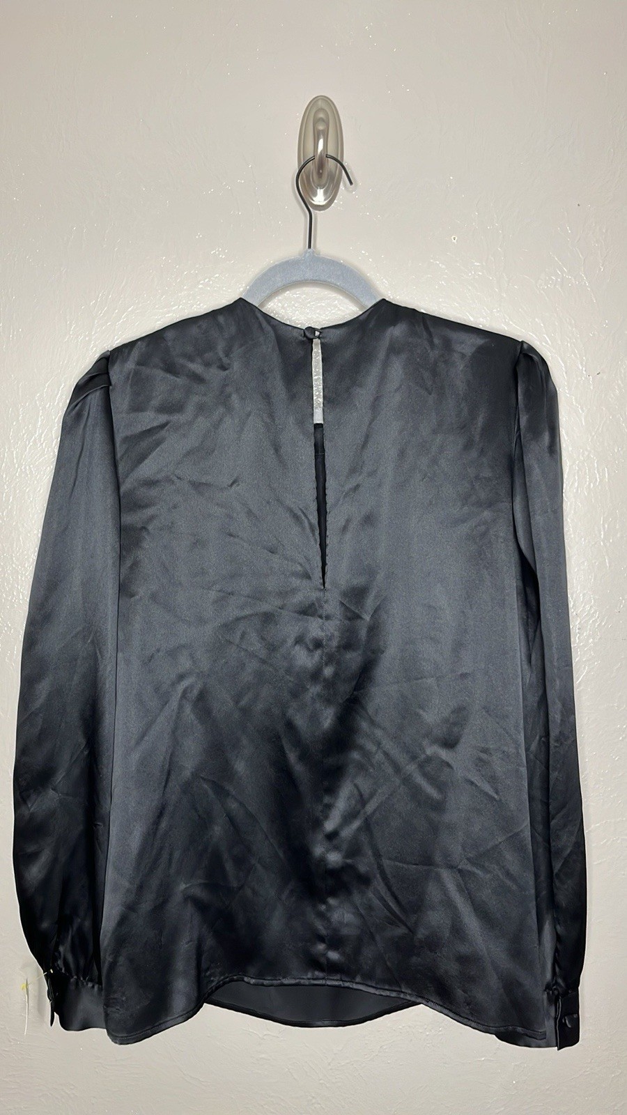 True Vintage 70s Adolfo Silk Satin Top with Gold Buttons Elegant Classic Chic
