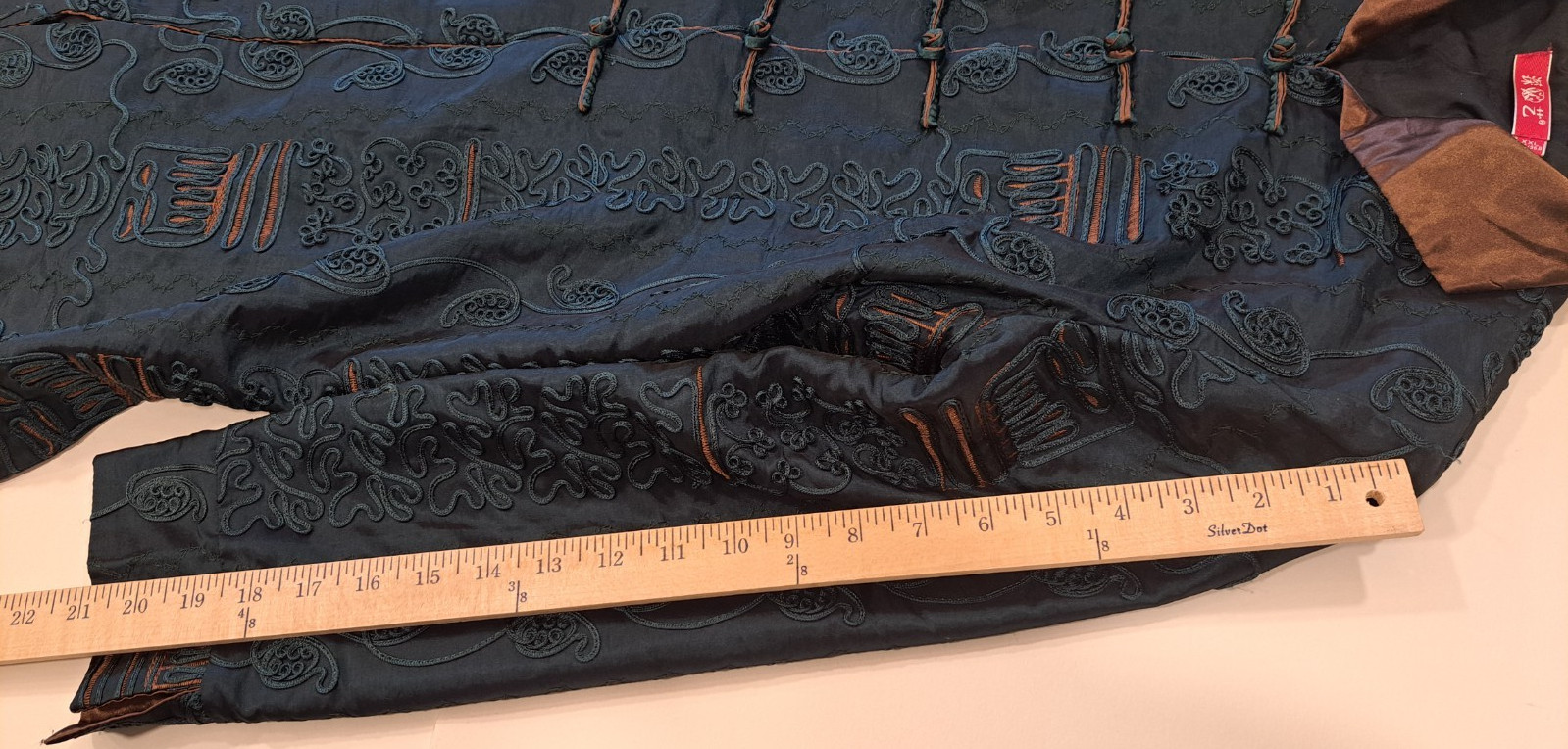Thai Silk Embroidered Robe Jacket Green Coat US Medium Asian XXL