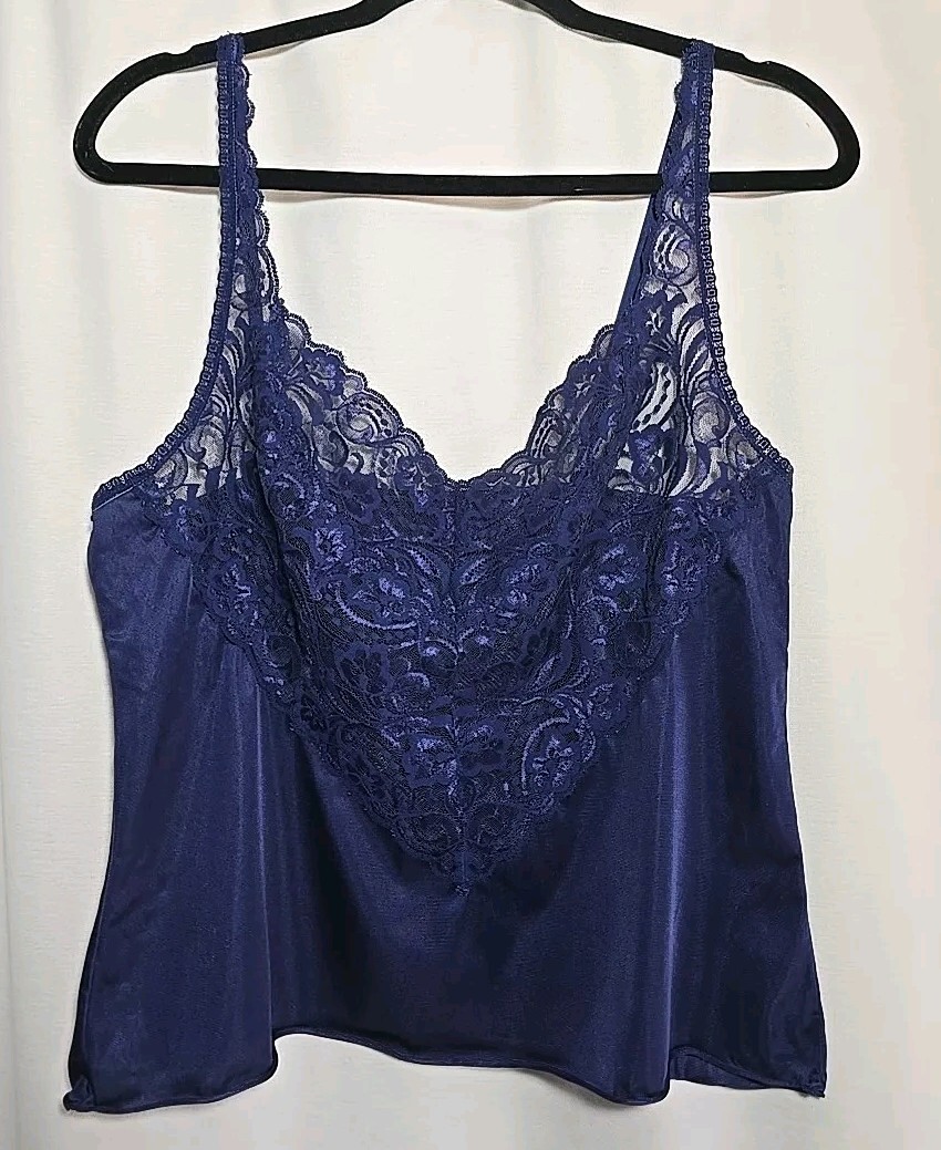 36 Camisole Cami Vanity Fair Blue Lace Vanity Fair Silky Soft Nylon 36