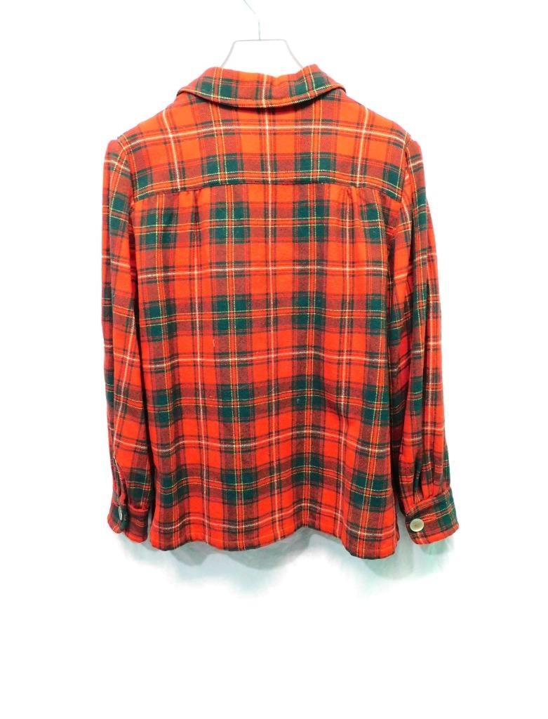 Vintage Pendleton L Woman Red Green Tartan Plaid Wool Shirt Jacket Blazer Button