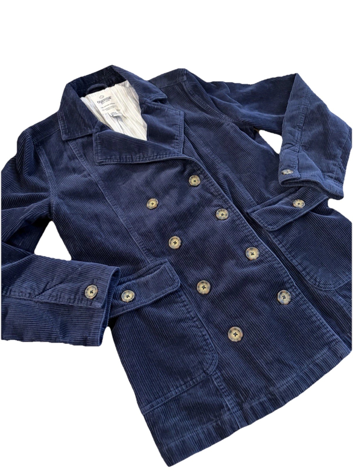 Vintage Double Breasted OshKosh Workwear Corduroy Jacket Women’s Navy Blue M