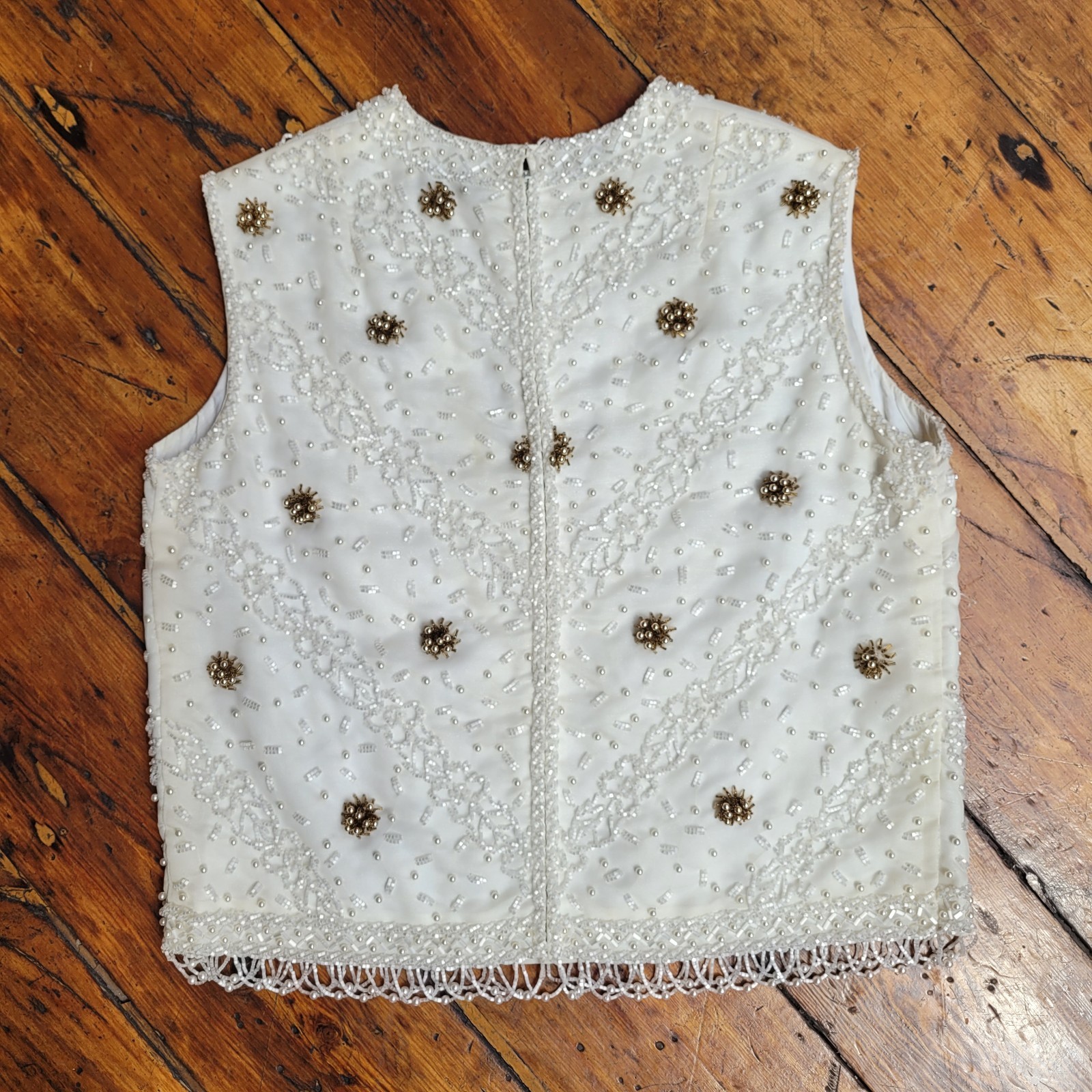 1960s Exquisite Beaded Sleeveless Top From Hong Kong Size Sm Great Condition