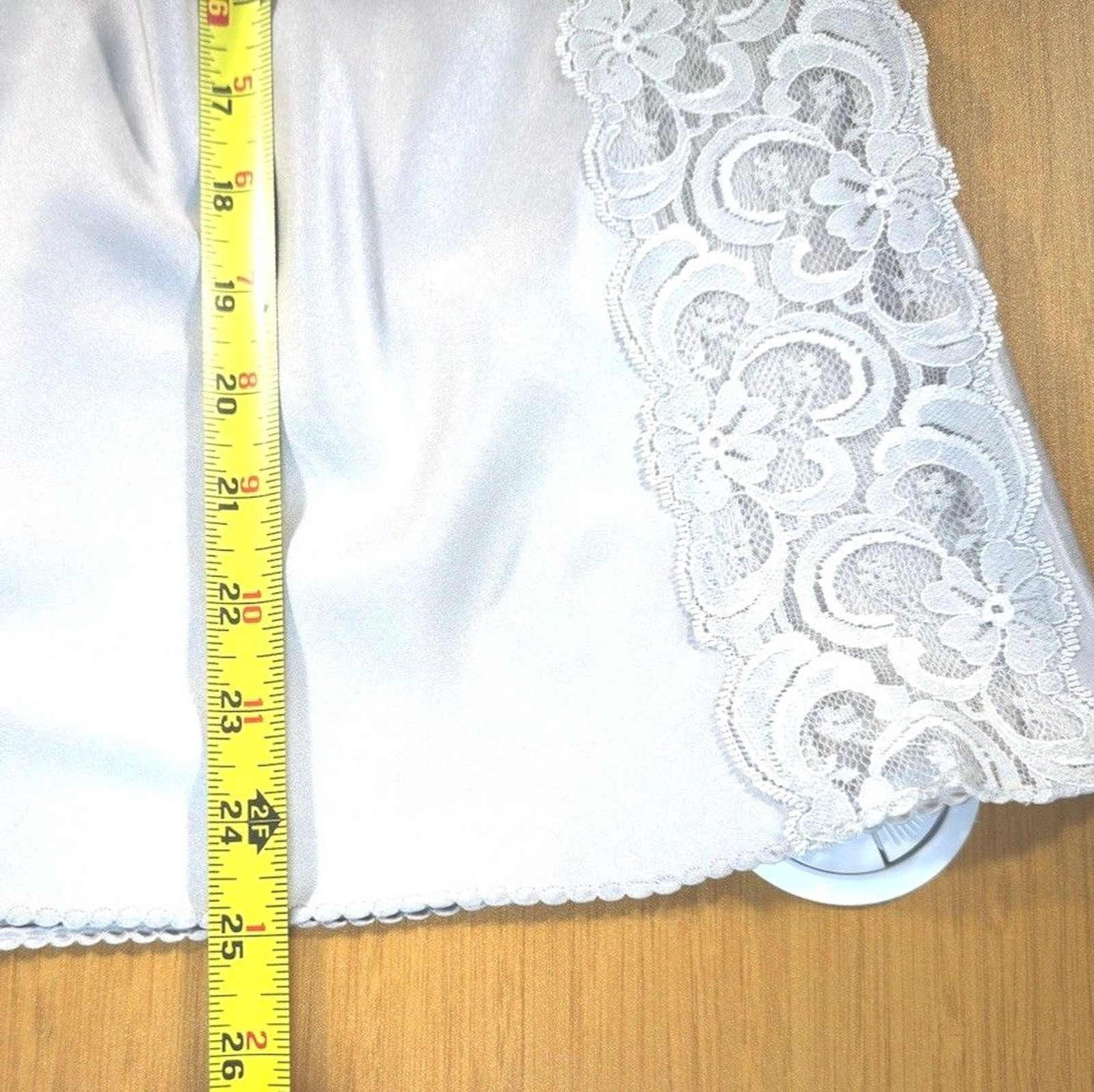 Vintage Westform Half Slip Skirt Medium Silver Gray Satin Wide Lace Sides USA