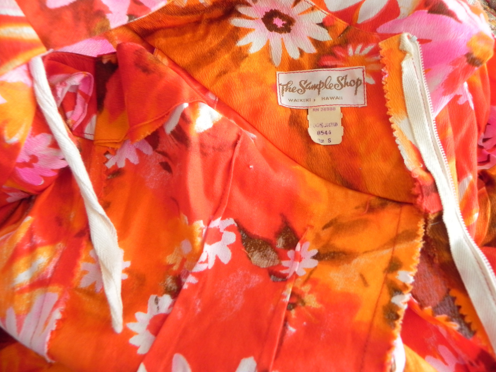 Vtg Sample Shop Waikiki Hawaii Maxi Dress Vibrant Color Floral Flared Size S