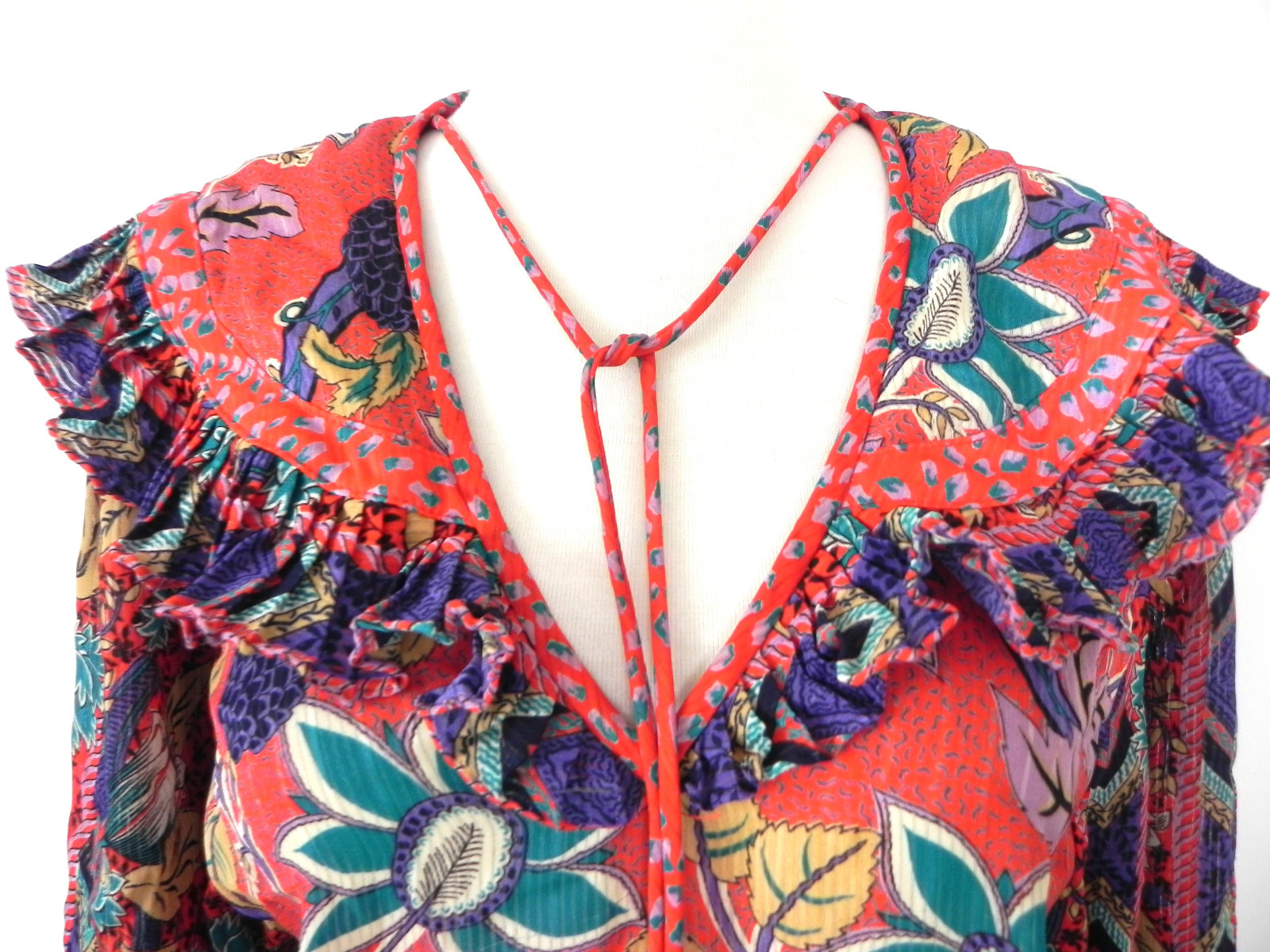 Vtg Neiman Marcus Susan Freis 2pc 3/4 Sleeve Top/Maxi Skirt Poly Chiffon Size S
