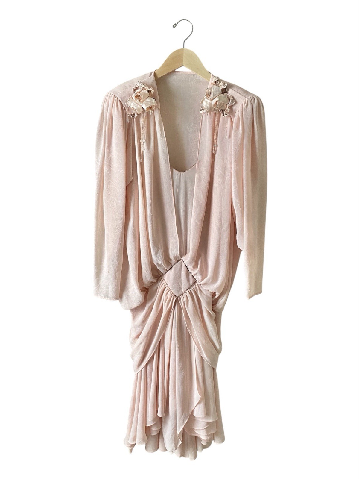 Casadei Vintage 80s Drop Waist SlouchyMermaid Beaded Asymmetric Dress Modern S