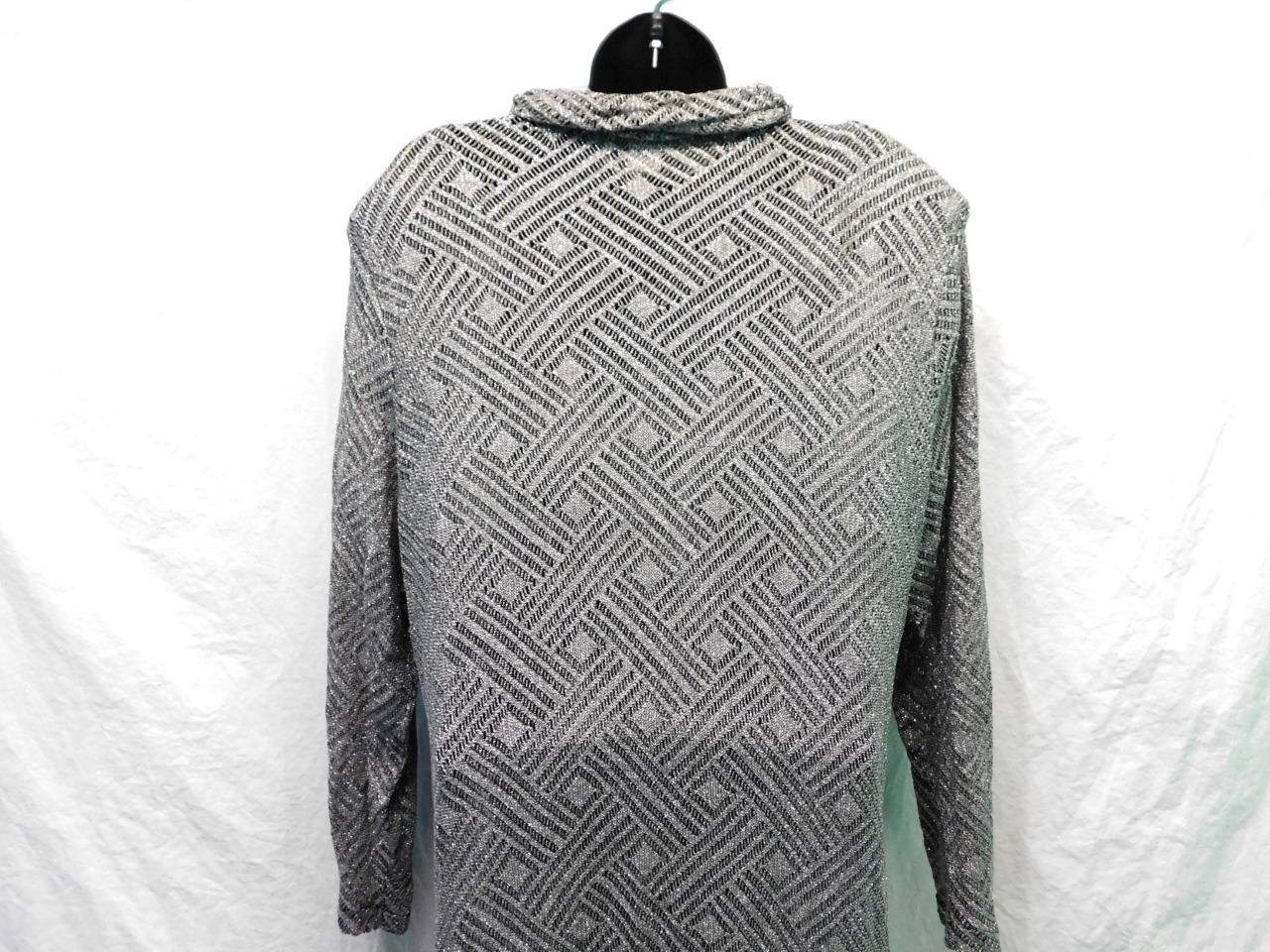Vintage SL Fashions 18W XL Silver Sparkle Knit Maxi Dress Button Front Unlined