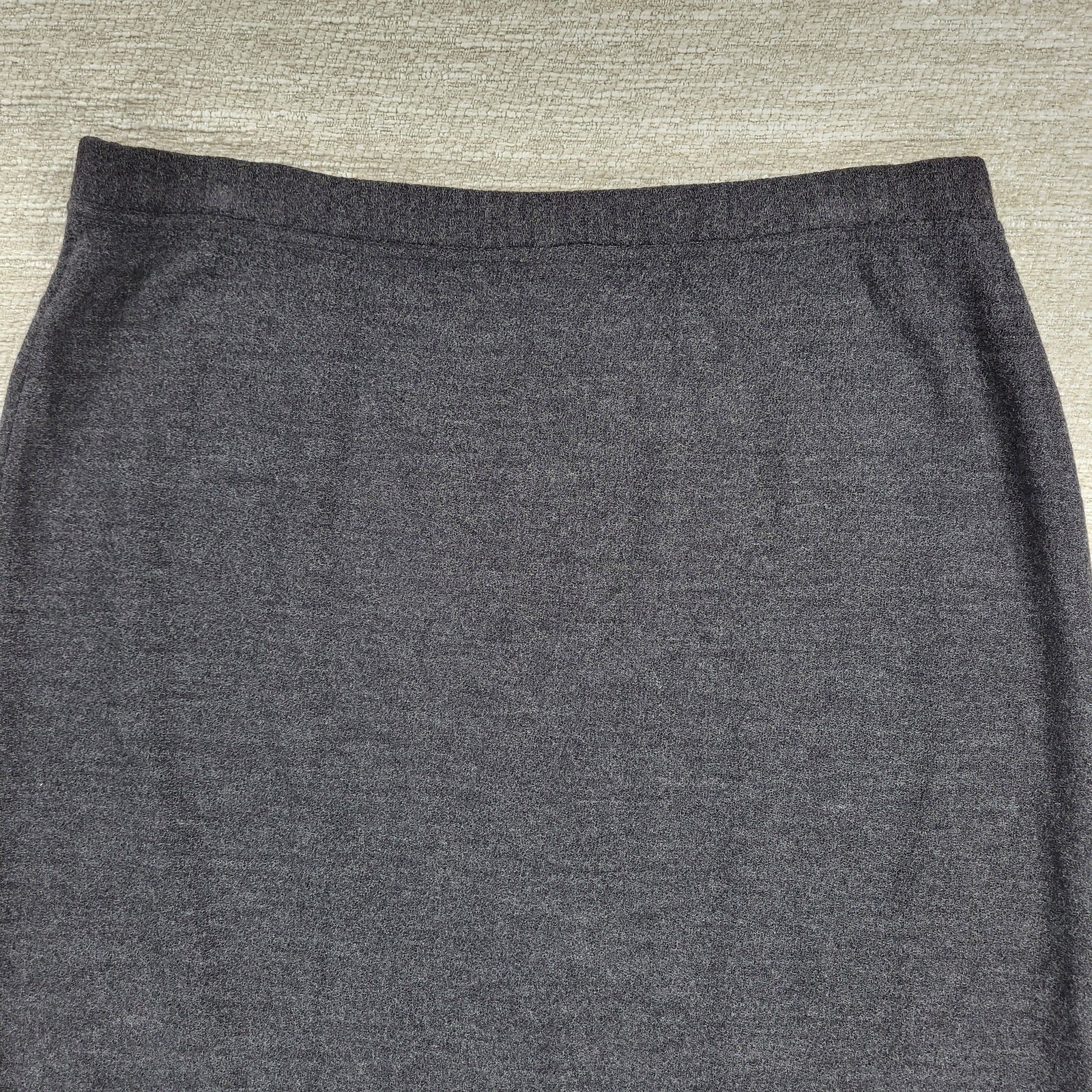 Eileen Fisher Wool Midi Skirt Medium Heather Gray Knit Elastic Waist USA