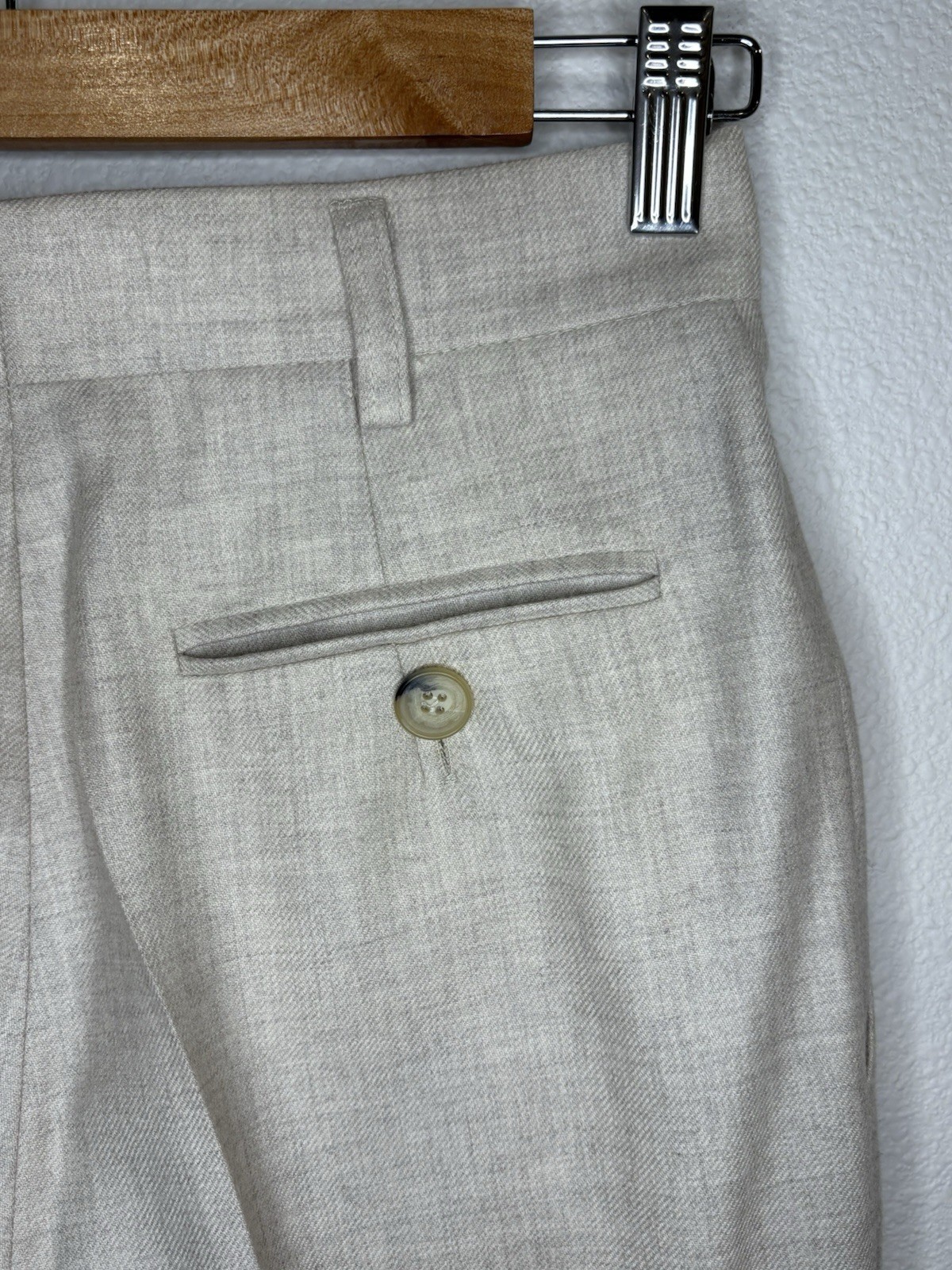 Vtg MONDI Germany 100% Virgin Wool Pleated Slacks US 2 34 Oatmeal High Rise