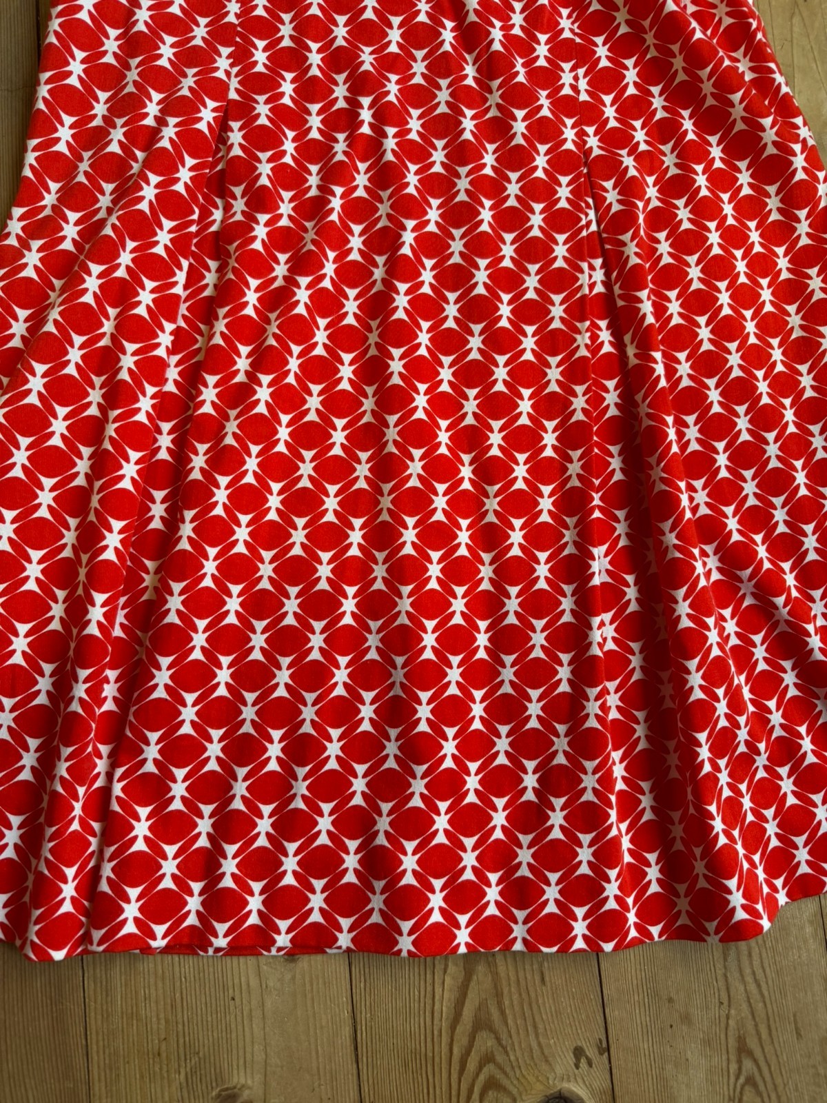 Vintage 60s Twiggy Dress Red White Graphic Pattern A Line Retro Sundress 38-42