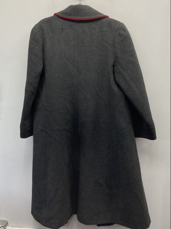 Vintage 80s Karen Petites Women’s Gray Wool Long Coat Scarf Made in USA ILGWU
