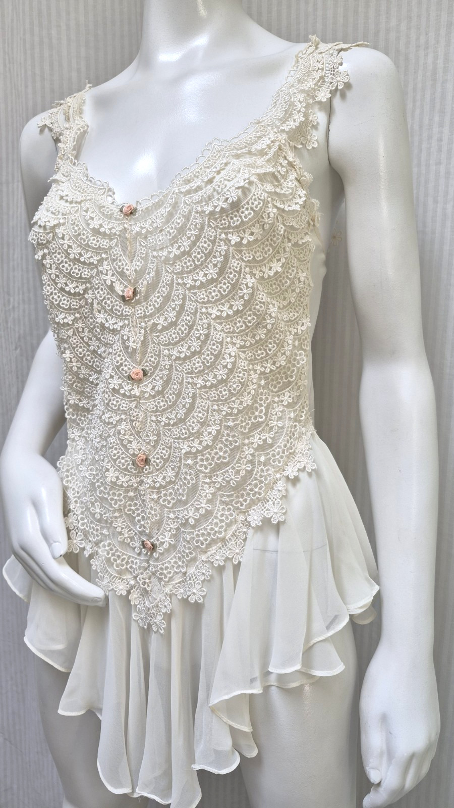 Vintage FLORA Nikrooz NIGHTGOWN Fairy Corset Top CHIFFON Satin Lace – Size S