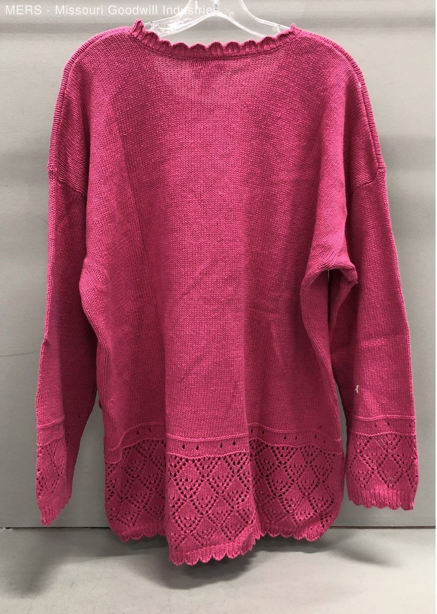 Vintage 90s Suburbans Women’s Pink Floral Ribbon Embroidery Sweater XL