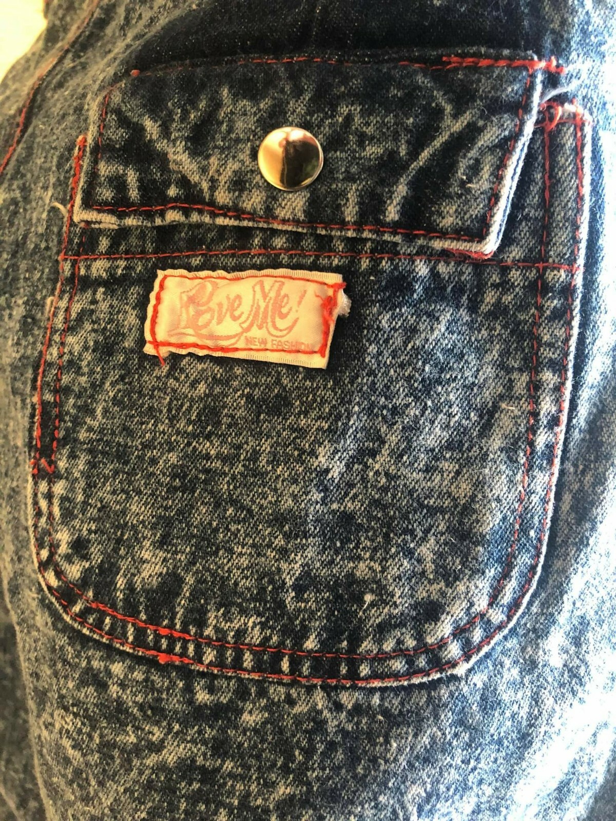 Vintage 80s Acid Washed High Waisted Denim Mom Jeans USA New Wave „LOVE ME” S