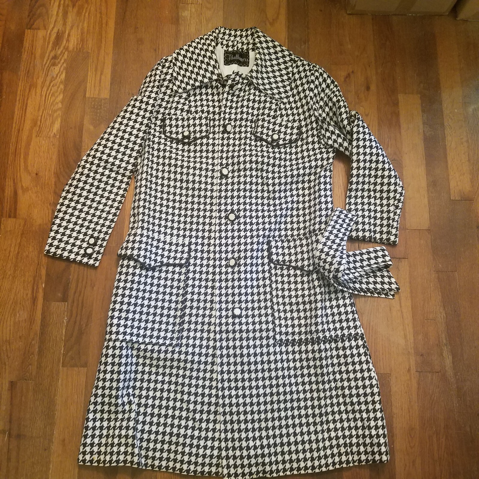Womens Houndstooth Peacoat Jacket Vintage 50s 60s S/M Thalhimers Union Made