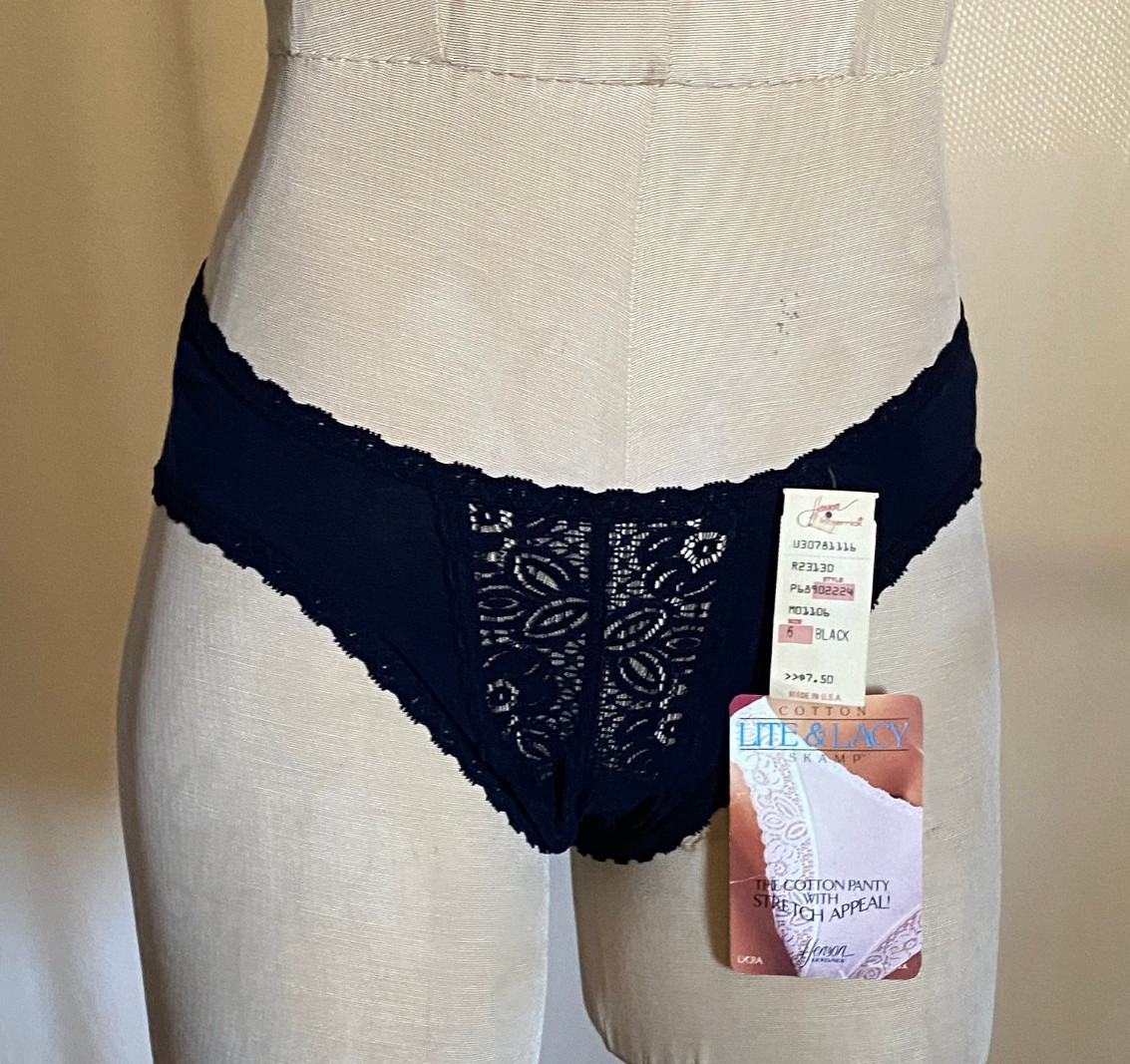 NWT Henson Kickernick Vintage 1980s Scamp Lite & Lacy Bikini Panties Black S5 #4