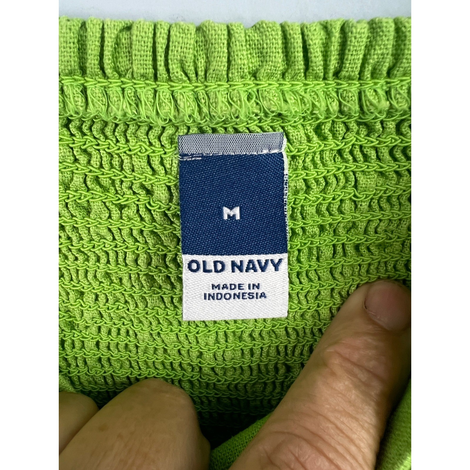 Old Navy Linen Blend Fit & Flare Lime Green Tie Shoulder Mini Cami Dress SZ M