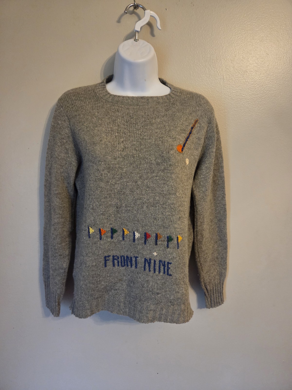 Vintage 80s Scotch Nap Old Colony Front Nine Back Nine Gray Sweater