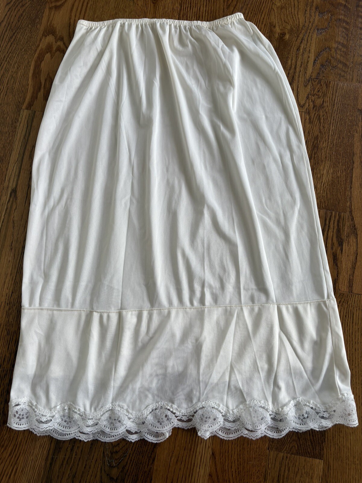 VTG Lingerie Greenco Maid White Nylon Lace Slit Half Slip Romantic Soft Sz. M