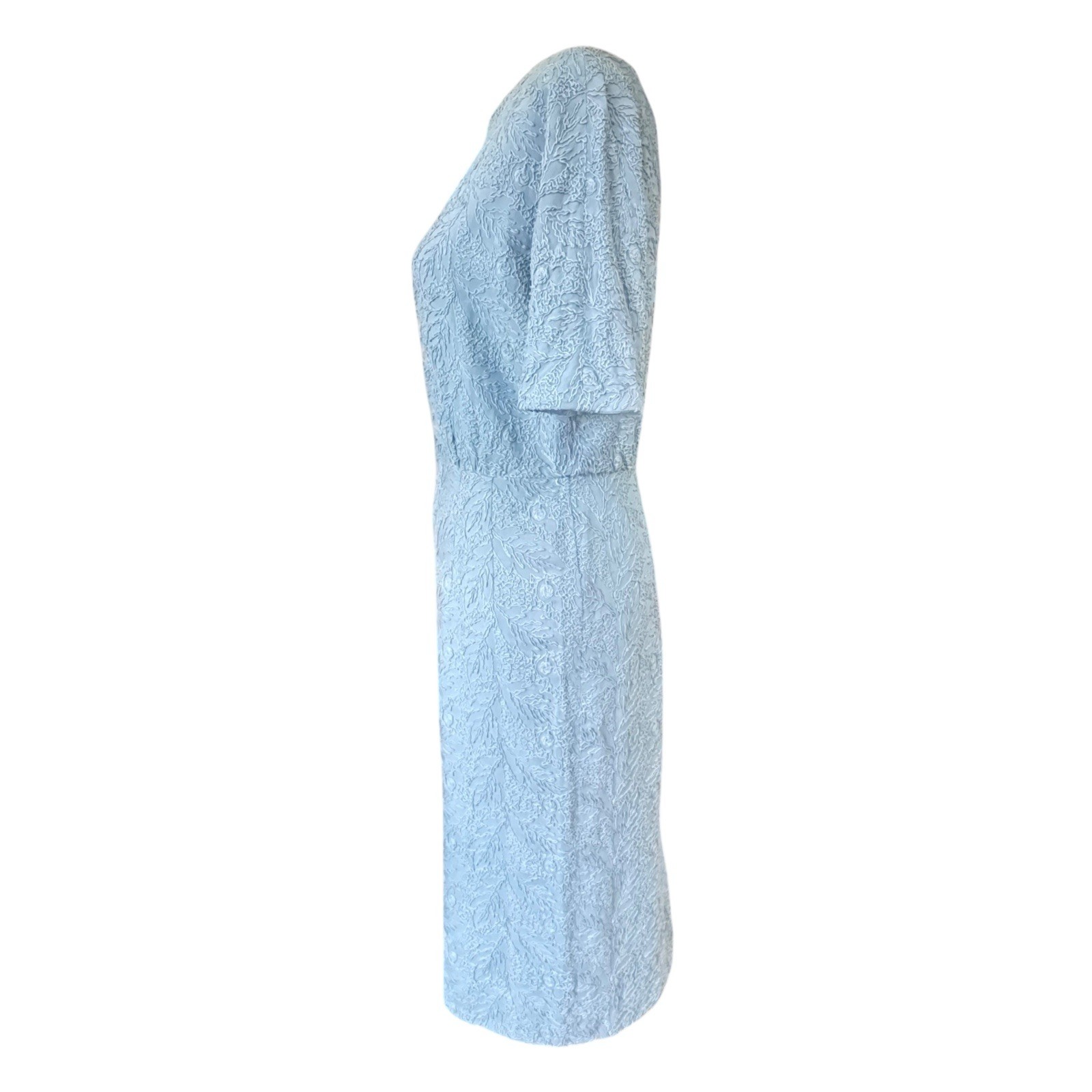 Vintage 60s Mel Naftal Dress Womens Blue Secretary Madmen Pencil Dress Soutache