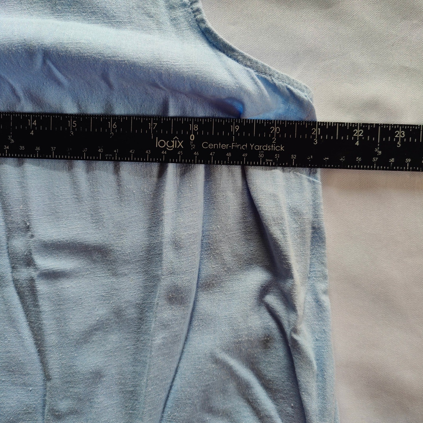 Mainstreet Blues Vintage 90s Drop Waist Midi Dress Linen Blend Baby Blue 16W