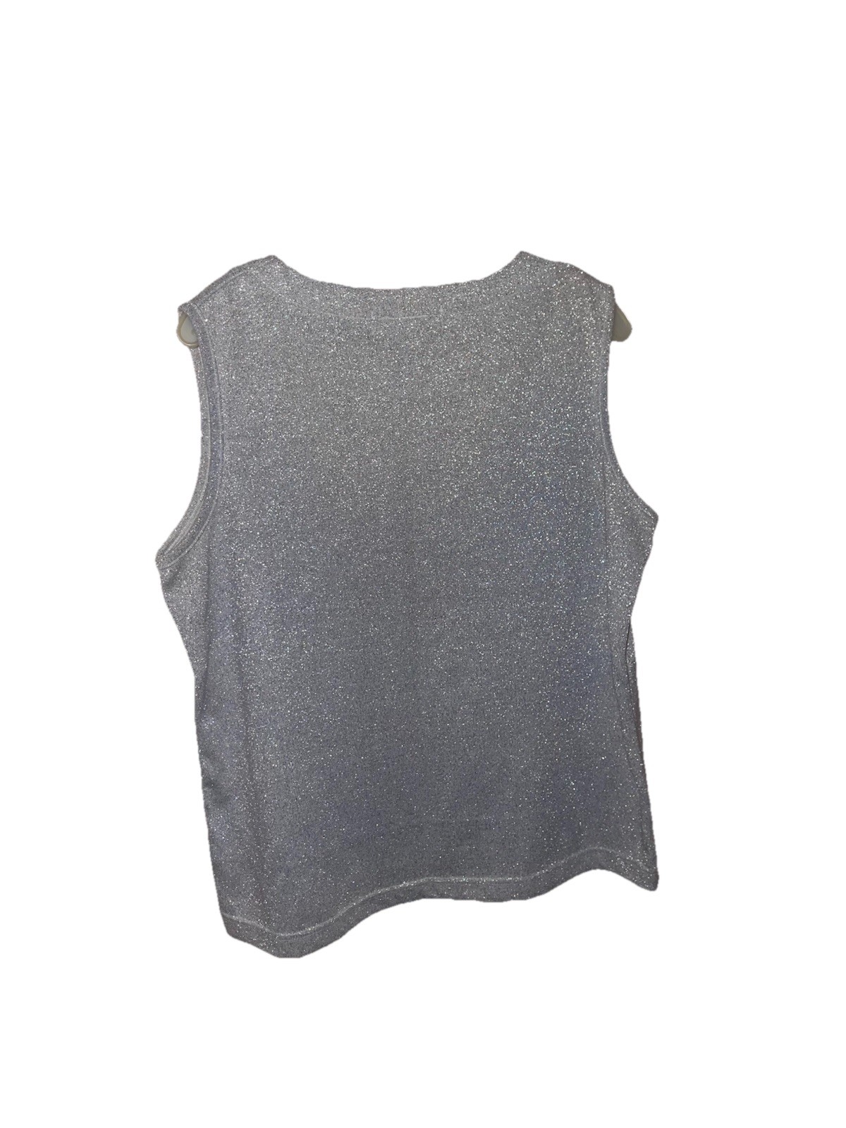 Vintage Bob Mackie Studio Silver Shimmer Party Cocktail Shirt Size L Sleeveless