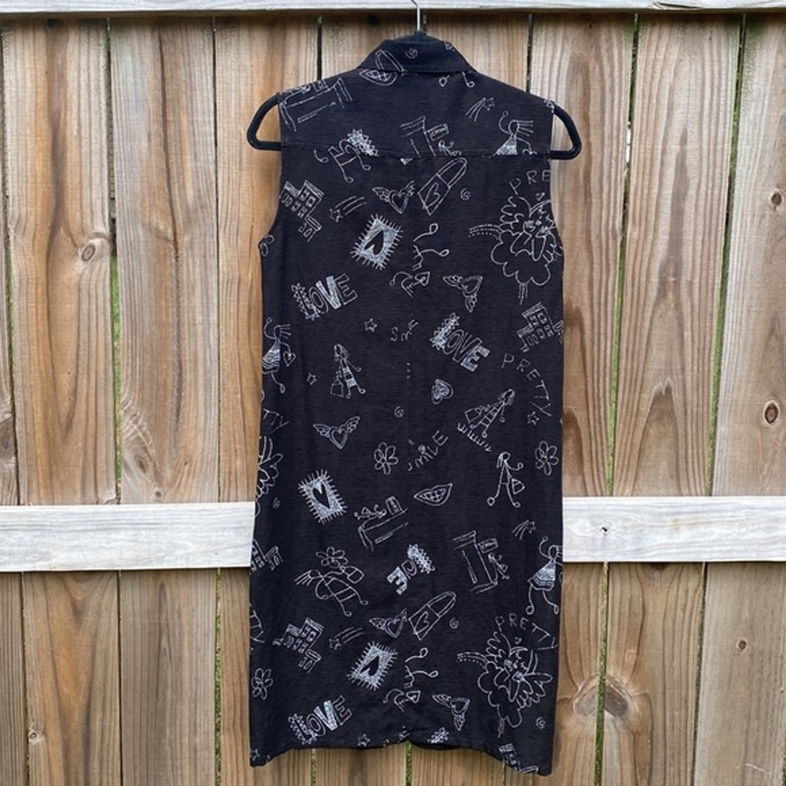 Vintage Chico’s Design Silk Linen Doodle Artsy Dress