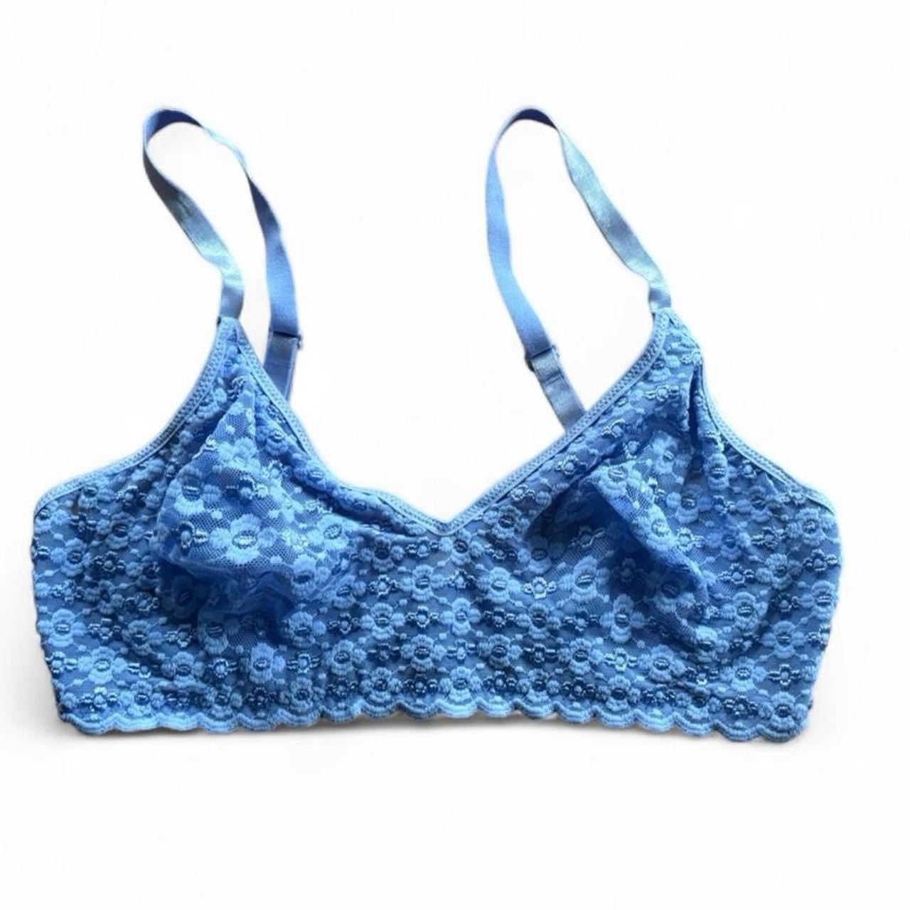Deadstock Olga Lingerie Underwire Bra 36C Periwinkle Lace Floral 80s 90s New Vtg