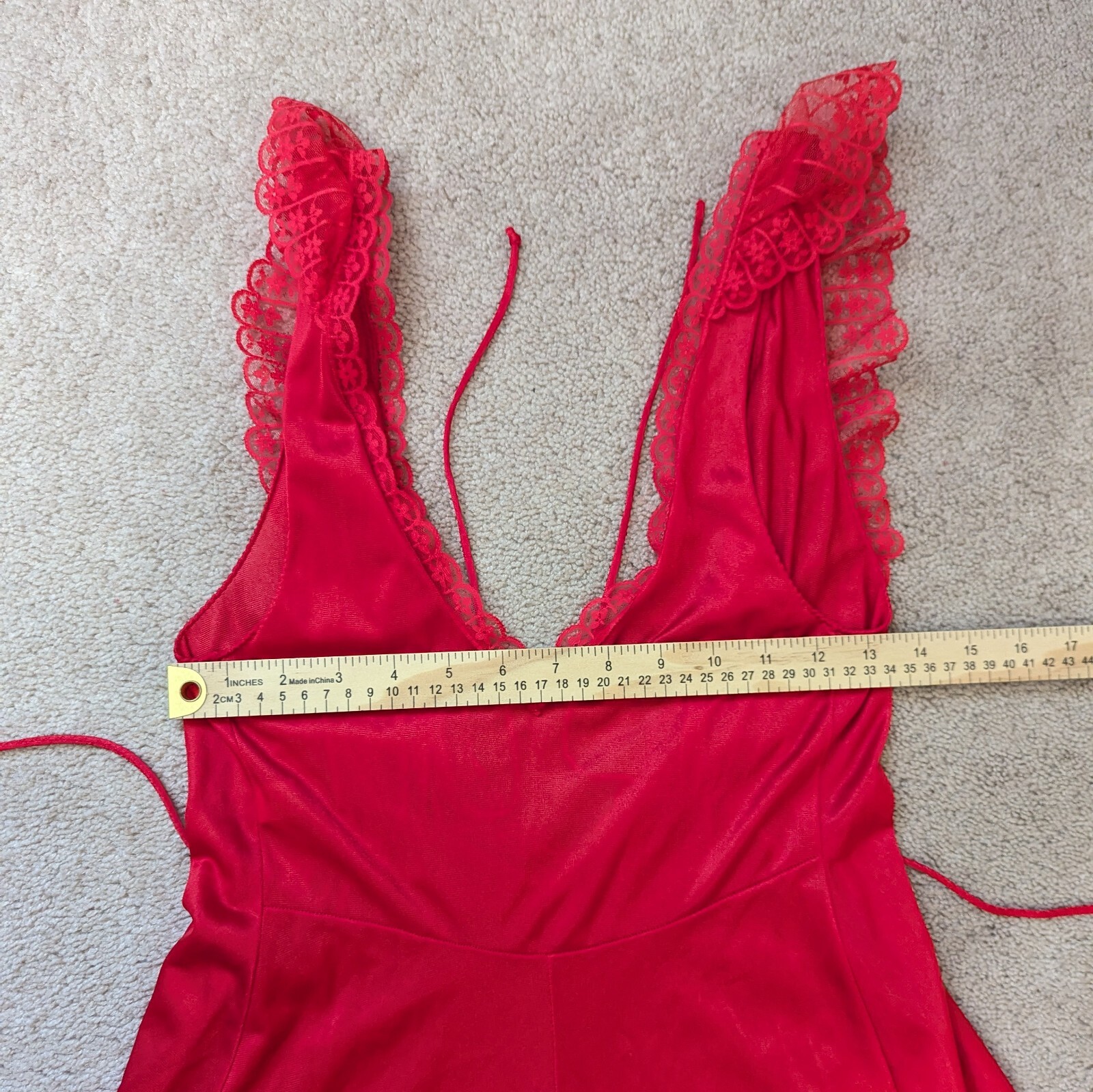 GORGEOUS Vintage Kayser Sexy Red Maxi Nightgown Lace Slip Dress Small Glamorous