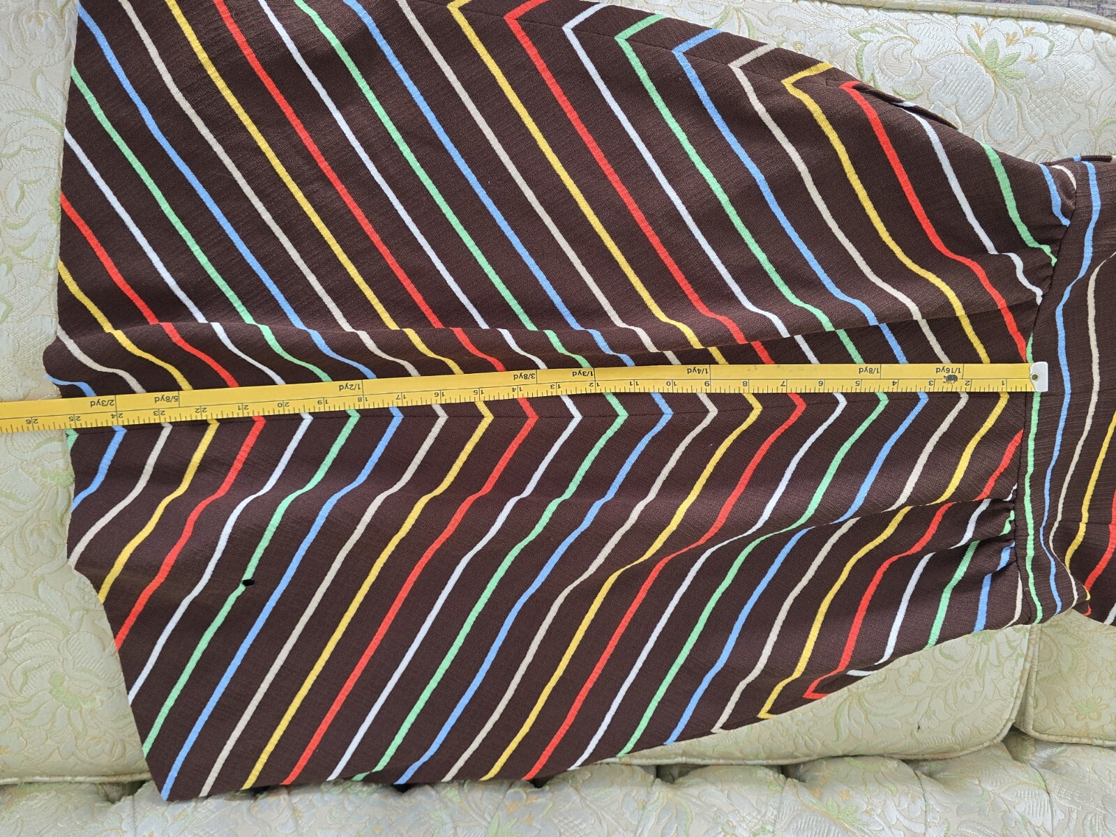 Vntg 70’s Nardis Of Dallas Multi Color Striped Asymmetrical women’s Day Dress