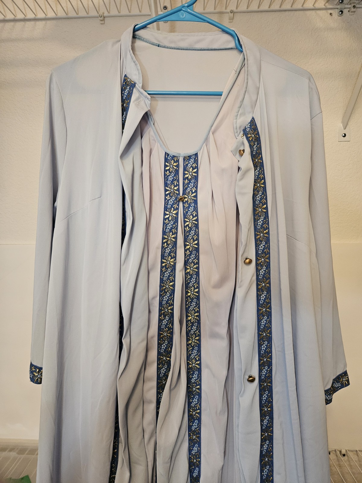 Vintage Nylon Peignoir Set Nightgown & Robe Lorraine L Blue 2 Tone rare style