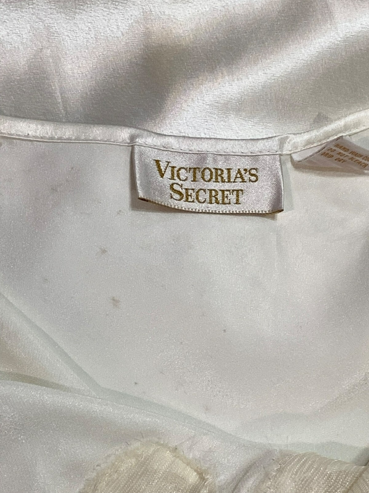 VTG Victoria’s Secret Gold Label Satin Lace Slip Dress S Ivory Chiffon Nightgown