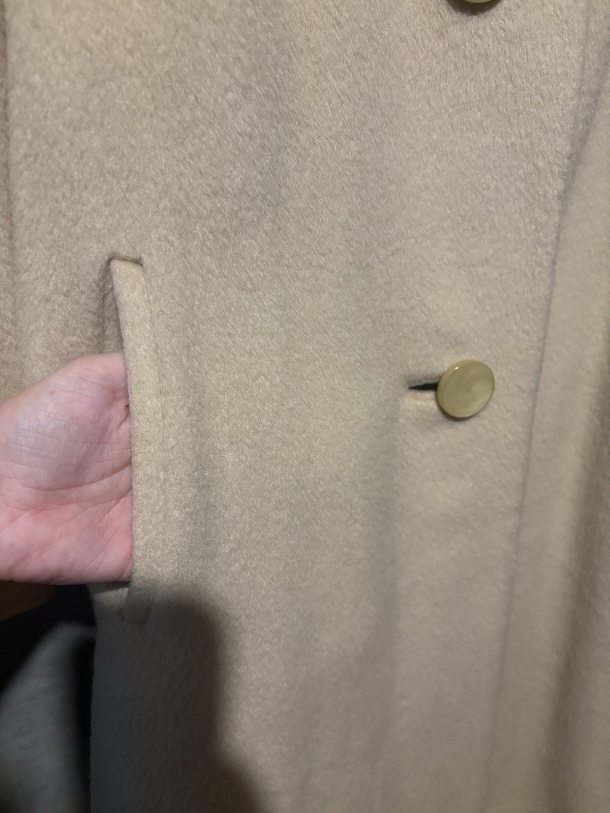 Vintage Forstmann Beige Wool Coat with Mink Fur Collar Small Some Damage!