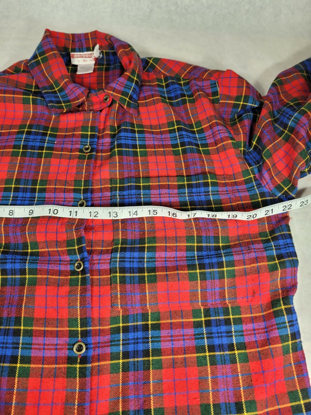 Vintage Parcours by TanJay Plaid Polyester/Cotton Shirt Blouse Top Size 10