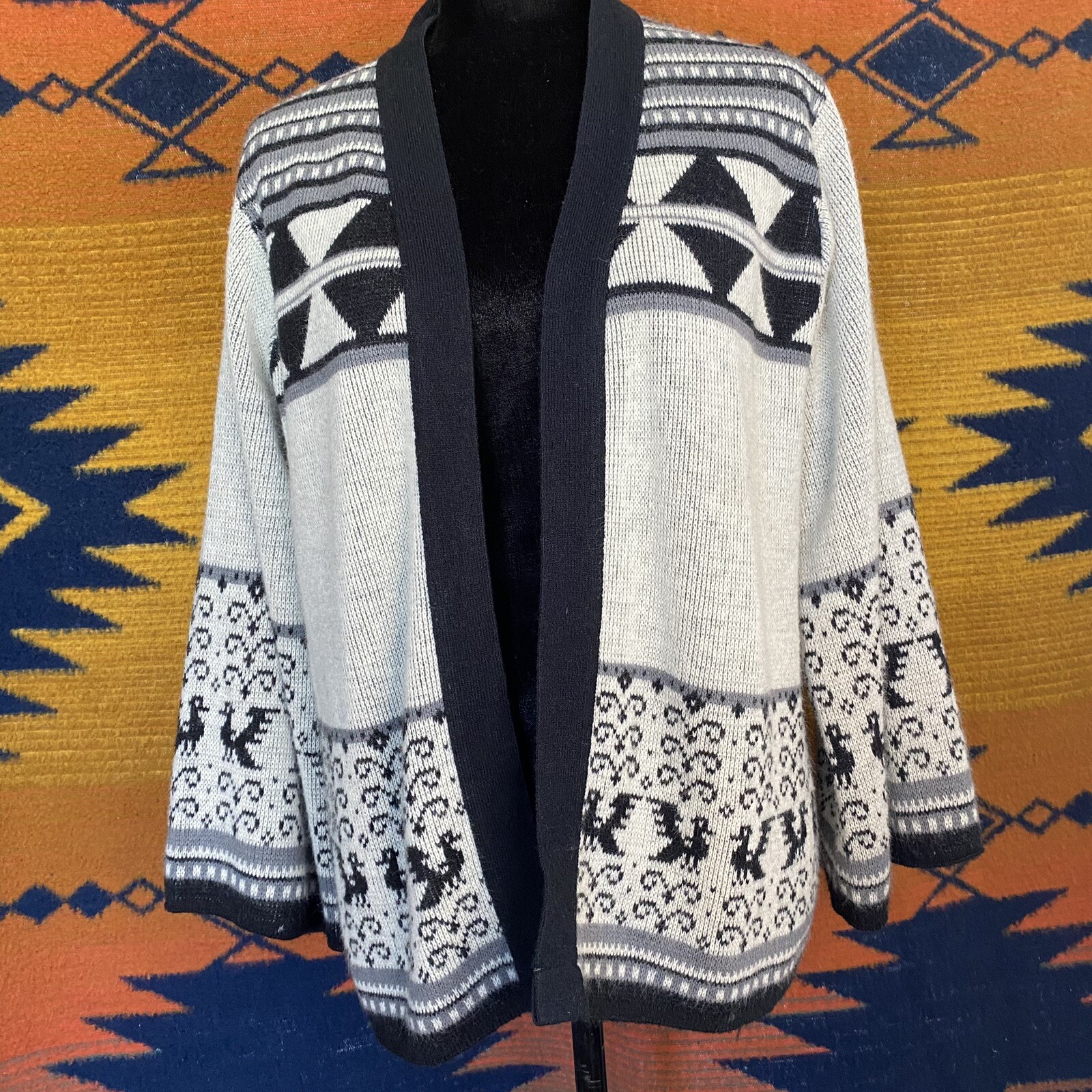 Vintage Billie Jo Winter Open Cardigan Sweater. S/M. USA. Early 80’s. Kimono.