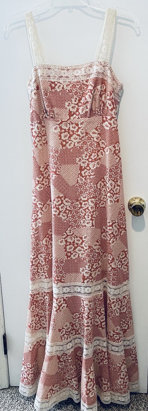 VTG 1970s SABA OF CALIFORNIA SIZE 8 S BOHO HIPPIE PROM DRESS 2 PC Cottagecore