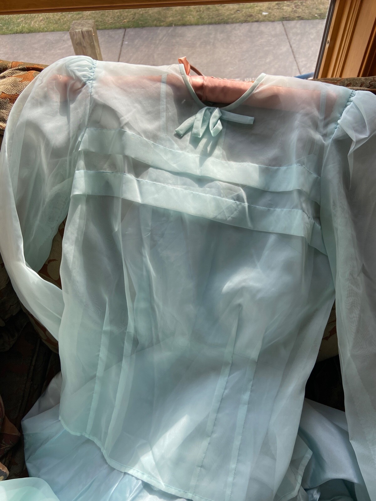 Exquisite VTG 1950 Pale Blue Chiffon 4-piece Bridesmaid Dress/blouse/slip pinup