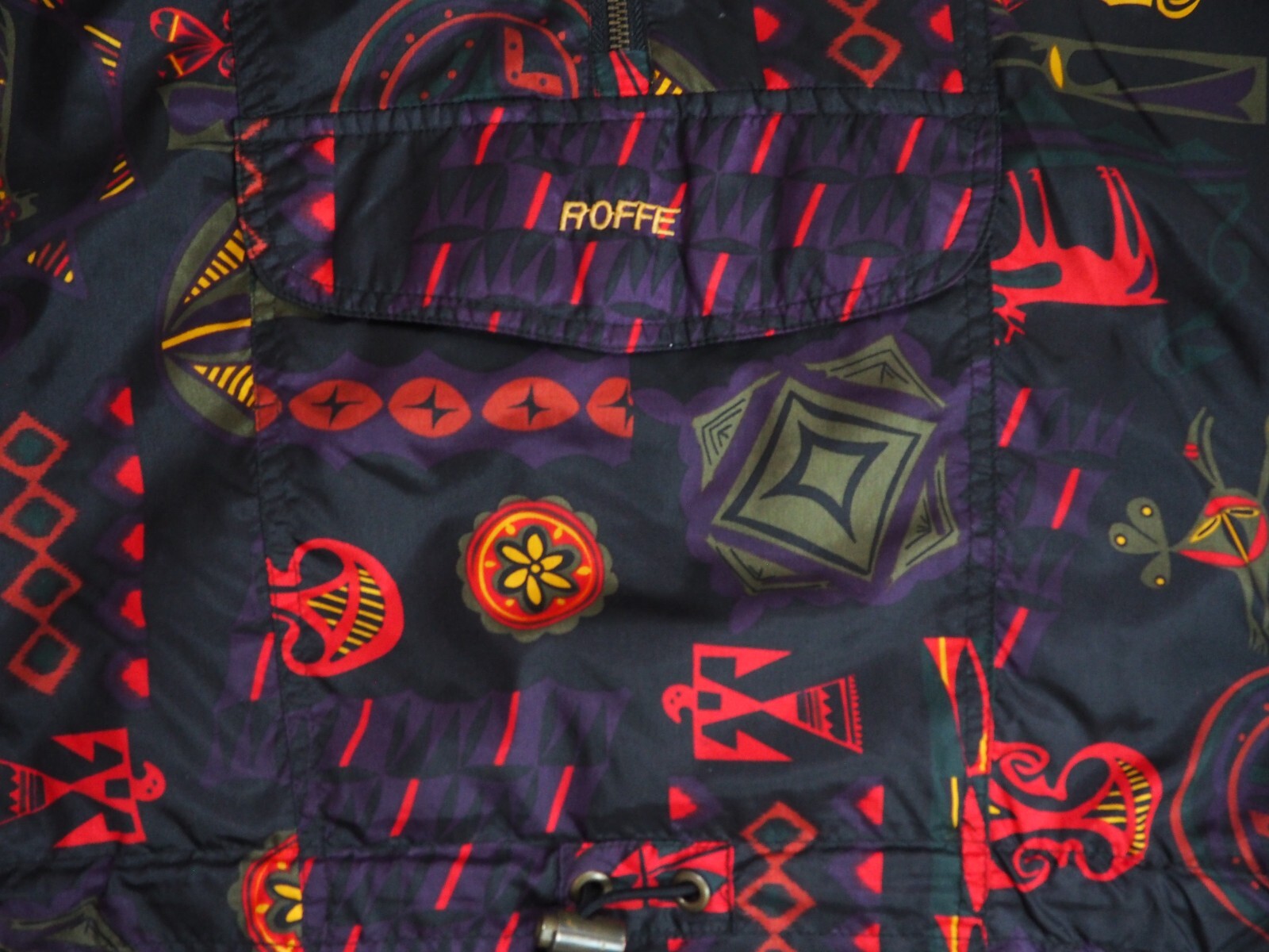 VTG 80s Roffe Indigenous Southwest Art Outdoor Anorak Belted Ski Jacket Womens M