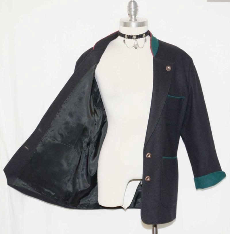 BLACK WOOL JACKET Over Coat German Women Hunt Sport Riding Dress Suit 14 L 44″