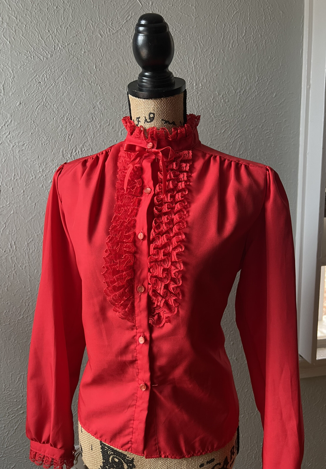 1970s Vintage Lipstick Red Ruffled 1980s 70s 80s Retro Dolly M Geek Secretary