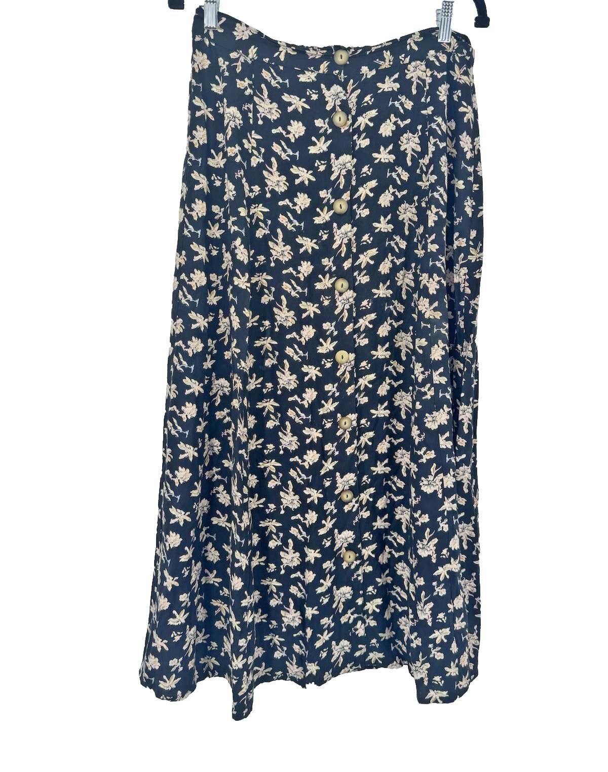 VTG Agapo Floral Maxi Skirt button front 90s granola teacher boho festival L
