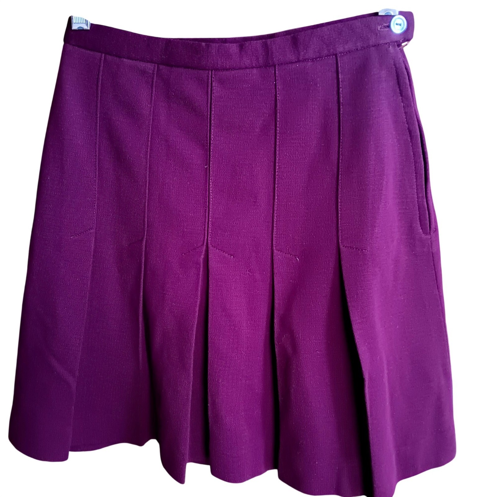 True Vintage Skirt 24″ 24W 7 1970’s Womens pleated Royal Purple Tami California