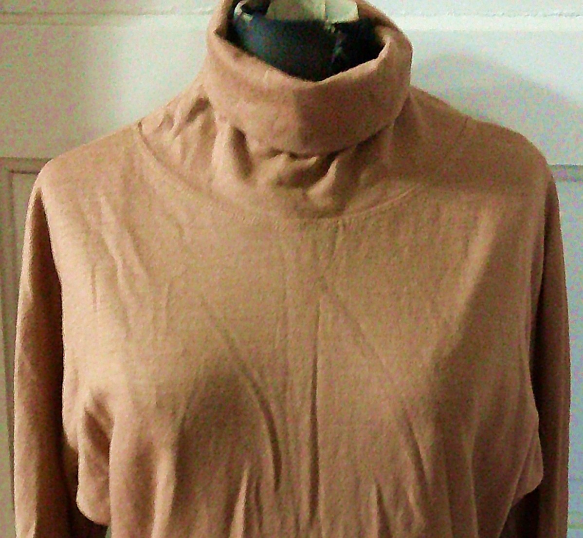 90’s MODA International Tan WOOL Batwing Tunic Sweater Top XS