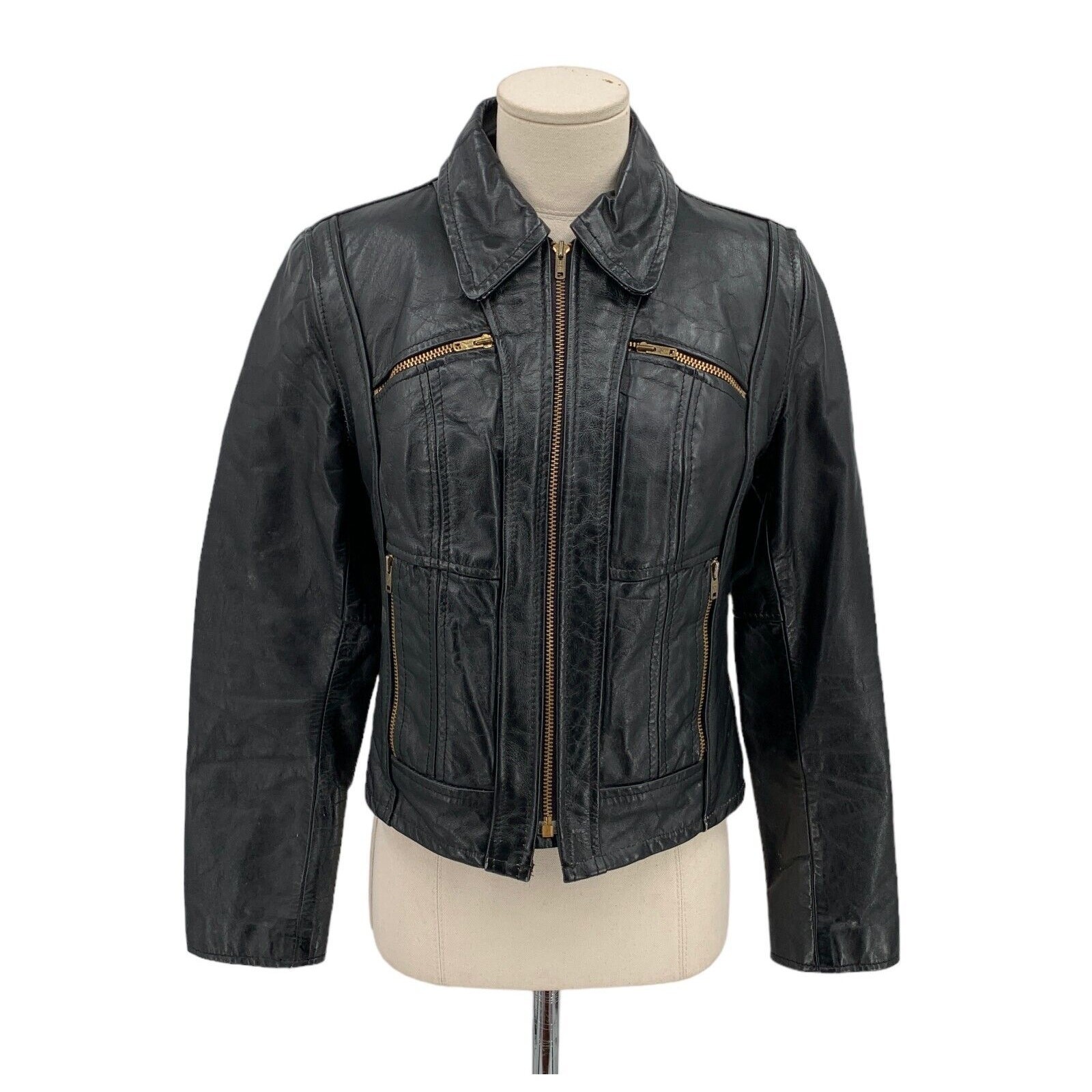 Vintage Wilson’s Leather Moto Motorcycle Café Racer Jacket Womens Size 8