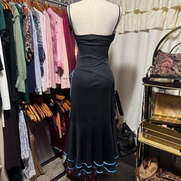 Y2K vintage Black Ruffle Mermaid Maxi Dress