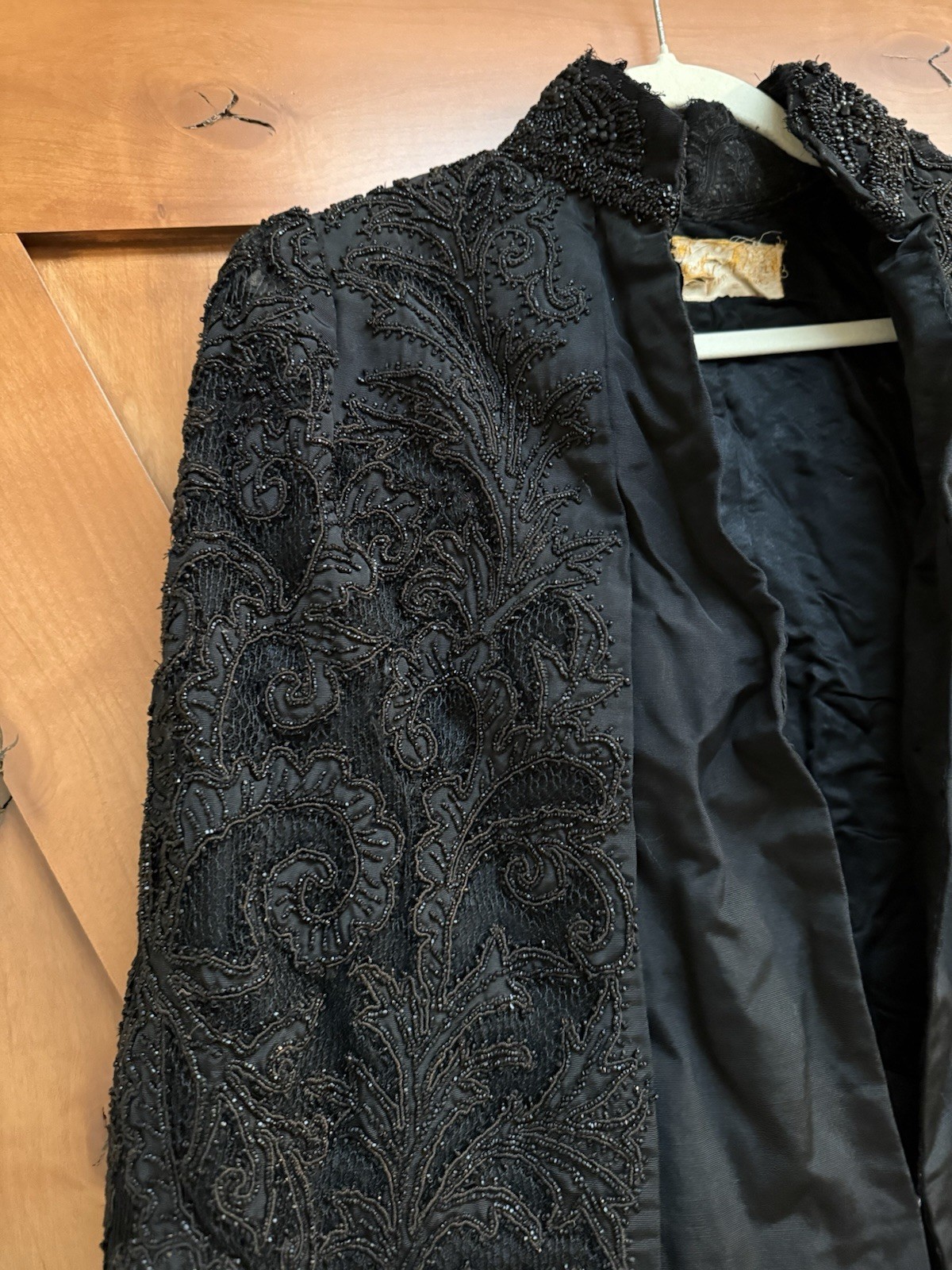 Antique Edwardian Victorian Black Mourning Cape Jacket Beaded Intricate Beadwork
